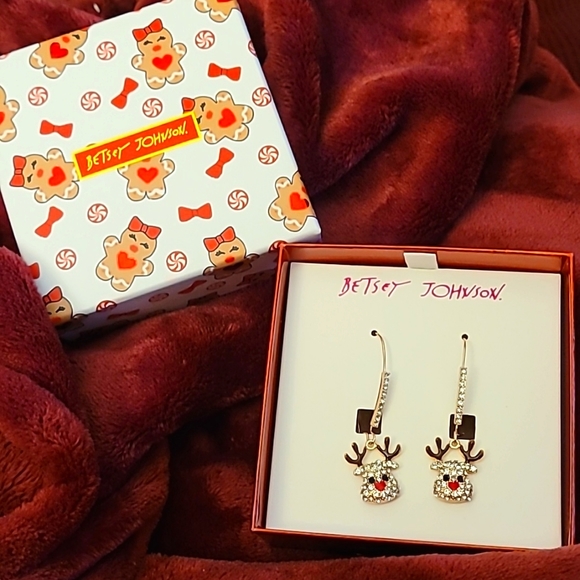 Betsey Johnson Jewelry - Betsey Johnson Reindeer Drop Earrings NIB
